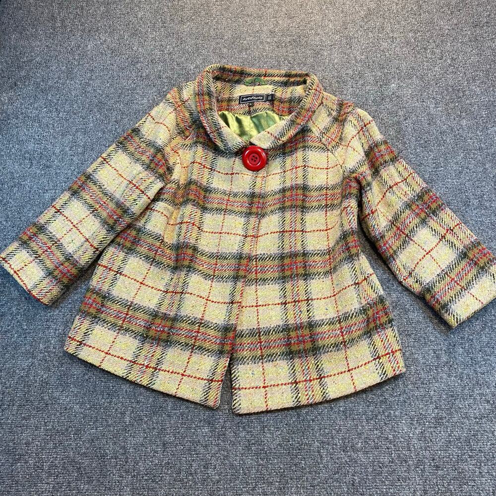 Artifacts Women's Size Large Wool Acrylic Blend Brown Peacoat Swing Jacket Lined